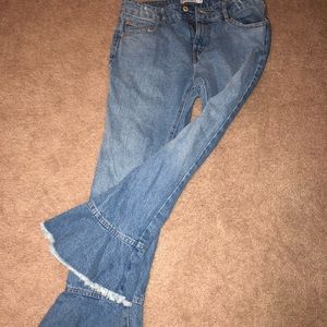 Zara “Tulip” fringe flare jeans